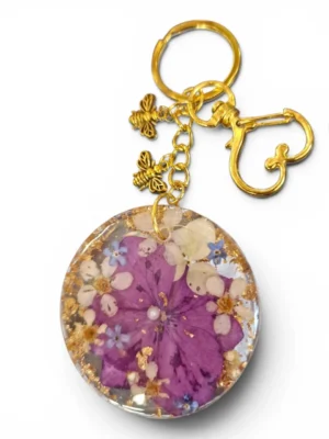 Resin sleutelhanger met echte bloemen