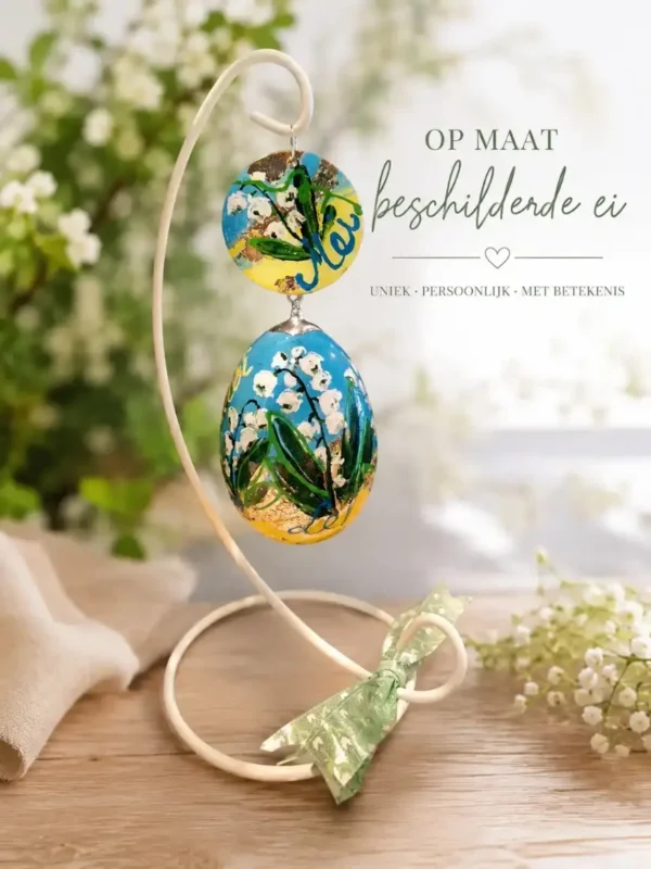 kunst op ei op maat, geboorte of kraamcadeau, moederdag, jubileum of trouwdag. Handbeschilderd