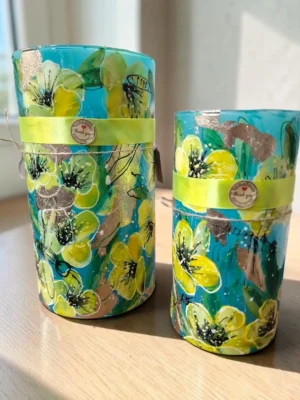 kunstvazen duo groen handwerk
