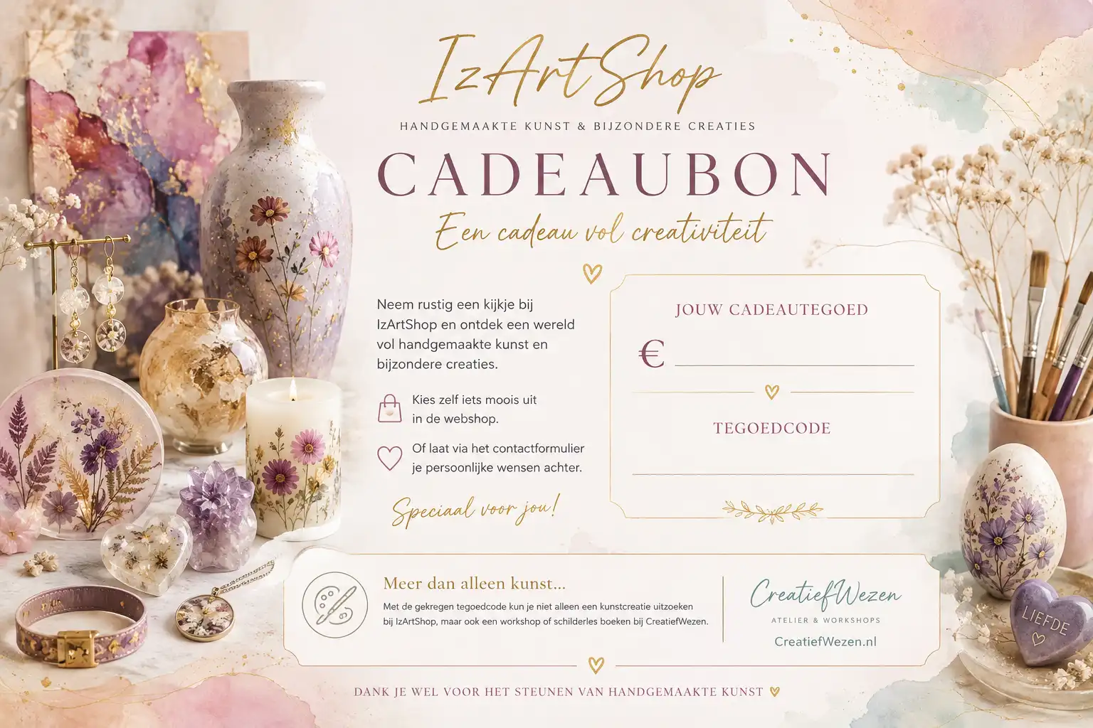 Izartshop cadeaubon kunst cadeaubon drachten izartshop