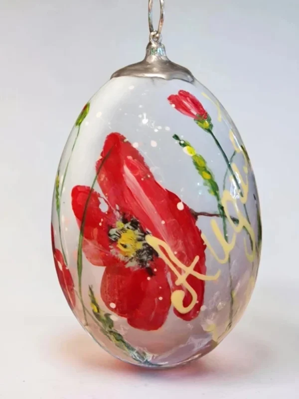 hanbeschilderd op ei, klaprozen, geboorte cadeau, baby shower