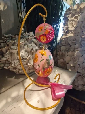 handbeschilderd ganzen ei, levensbloem oktober, goudsbloem, geboorte cadeau, verjaardag