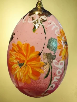 handbeschilderd ganzen ei, levensbloem oktober, goudsbloem, geboorte cadeau